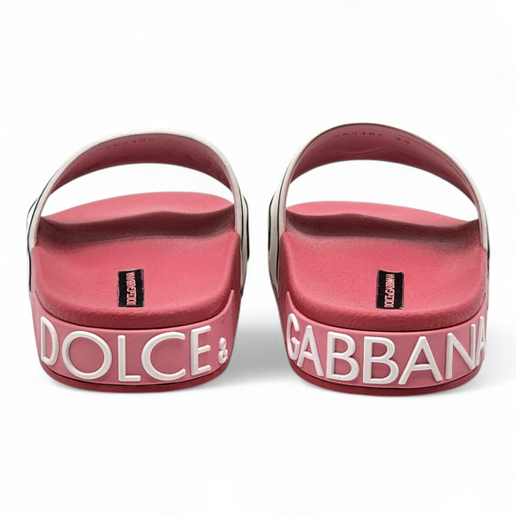 Dolce & Gabbana Logo Saint Barth Rubber Pool Slides Pink EU 36 US 6 - NWB $320 - Picture 5 of 7